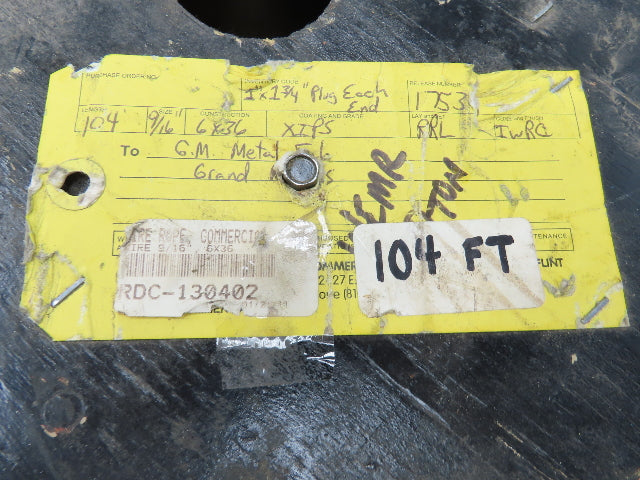 Commercial Group 9/16" x 104' Steel Wire Rope Crane Hoist Winch Lifting Cable