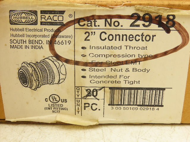Raco 2918 2" EMT Compression Type Connector Insulated Throat Steel Lot of 37