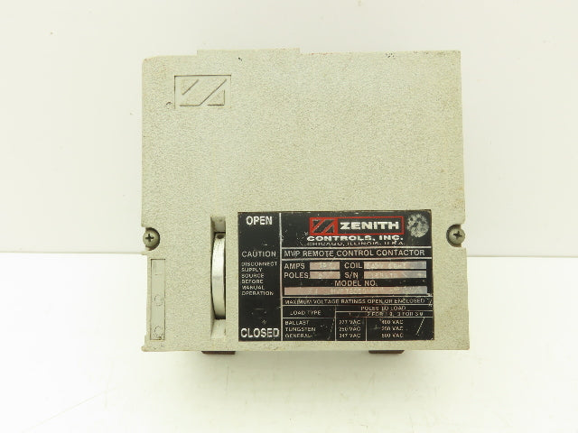 Zenith Controls MVP Remote Control Contactor 2 Pole 75 Amp 240V Coil 600V Load