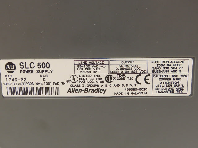 Allen Bradley 1746-P2 Power Supply 85-132/170-265VAC Ser C Lot of 3