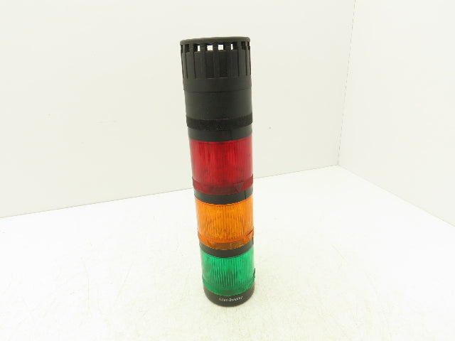 Allen Bradley LED Stack Light Green Yellow Red w/ Sound Module Cap and Base
