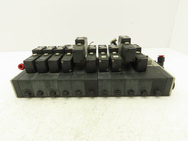 SMC NVV5FS2-01T-111-02T 11-Station Pneumatic Solenoid Valve Manifold Assembly