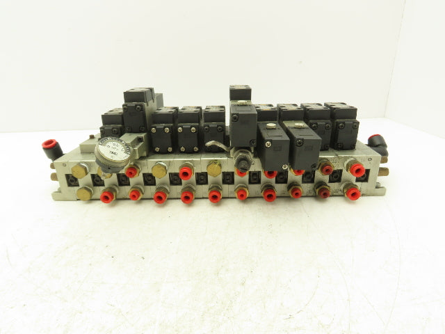 SMC NVV5FS2-01T-111-02T 11-Station Pneumatic Solenoid Valve Manifold Assembly