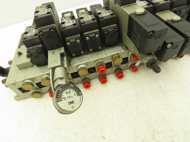 SMC NVV5FS2-01T-111-02T 11-Station Pneumatic Solenoid Valve Manifold Assembly