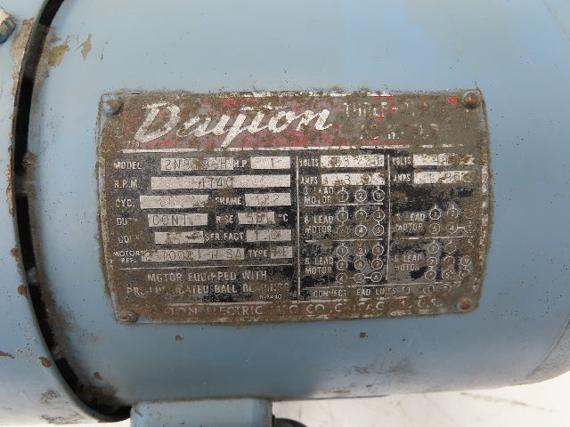 Dayton 2N819-H Electric AC Motor 1Hp 1740rmp 208-220/440 3Ph 182 Frame