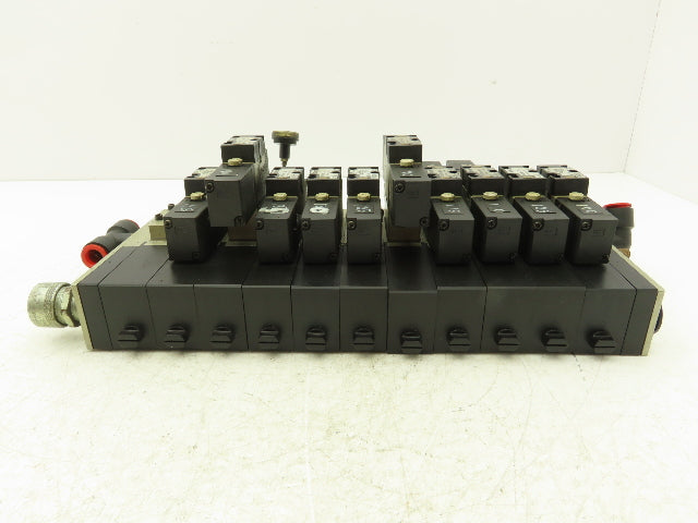 SMC NVV5FS2-01T-111-02T 11-Station Pneumatic Solenoid Valve Manifold Assembly