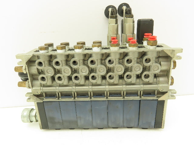 SMC NVV5FS201T07102T Pneumatic 7-Station Solenoid Valve Manifold Assembly 24VDC