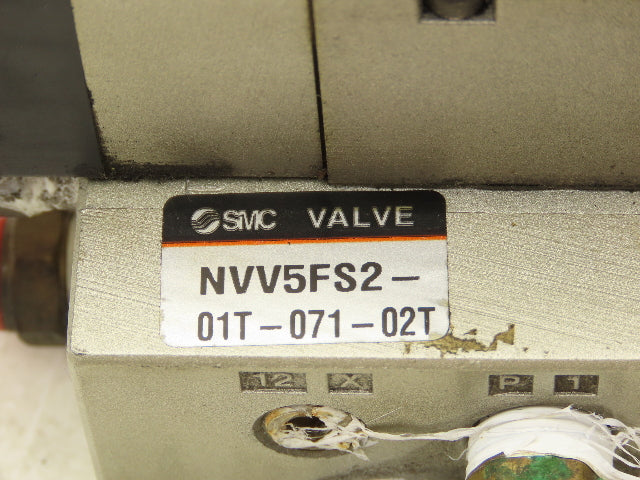 SMC NVV5FS201T07102T Pneumatic 7-Station Solenoid Valve Manifold Assembly 24VDC