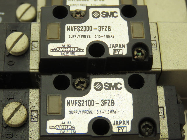 SMC NVV5FS201T07102T Pneumatic 7-Station Solenoid Valve Manifold Assembly 24VDC