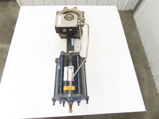 DeZurik KBD 8" 304 Stainless Lug Knife Gate Valve Pneumatic Cylinder Actuator