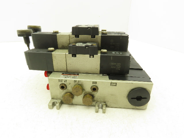 SMC NVV5FS2-01T-071-02T 7-Station Pneumatic Solenoid Valve Manifold Assembly