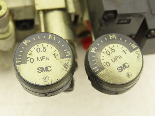 SMC NVV5FS2-01T-071-02T 7-Station Pneumatic Solenoid Valve Manifold Assembly