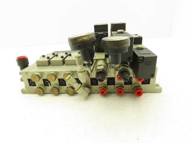 SMC NVV5FS2-01T-071-02T 7-Station Pneumatic Solenoid Valve Manifold Assembly