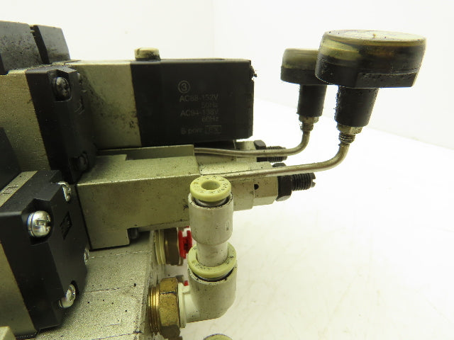 SMC NVV5FS2-01T-071-02T 7-Station Pneumatic Solenoid Valve Manifold Assembly