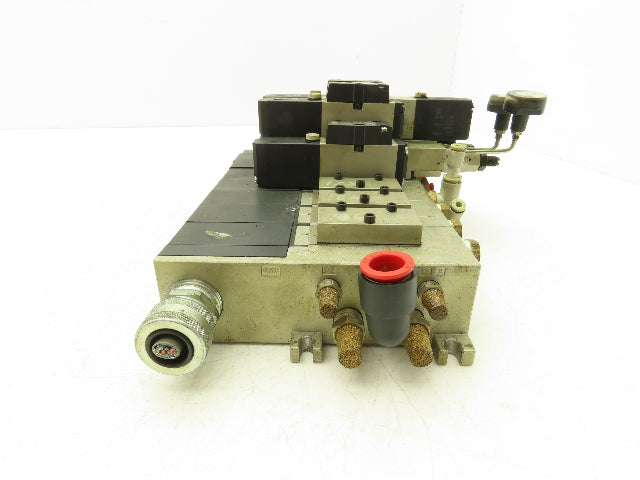 SMC NVV5FS2-01T-071-02T 7-Station Pneumatic Solenoid Valve Manifold Assembly