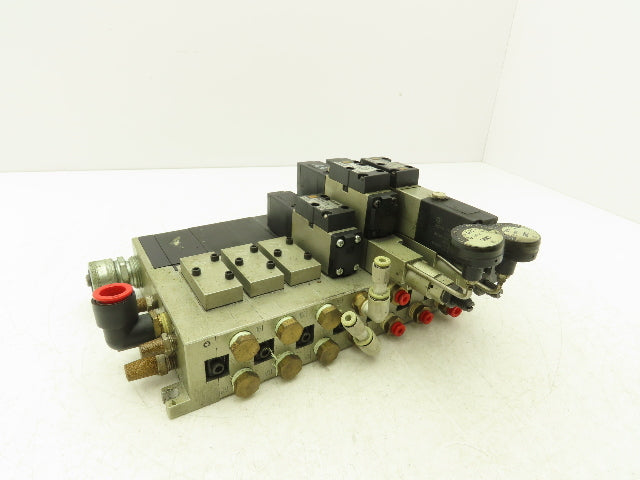 SMC NVV5FS2-01T-071-02T 7-Station Pneumatic Solenoid Valve Manifold Assembly