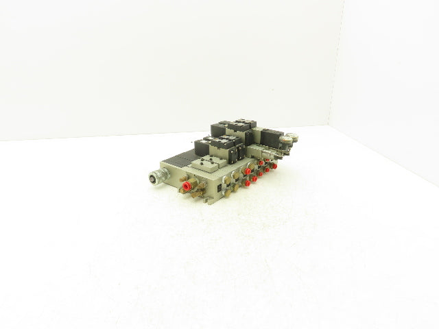 SMC NVV5FS2-01T-071-02T 7-Station Pneumatic Solenoid Valve Manifold Assembly