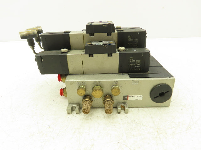 SMC NVV5FS2-01T-071-02T 7-Station Pneumatic Solenoid Valve Manifold Assembly