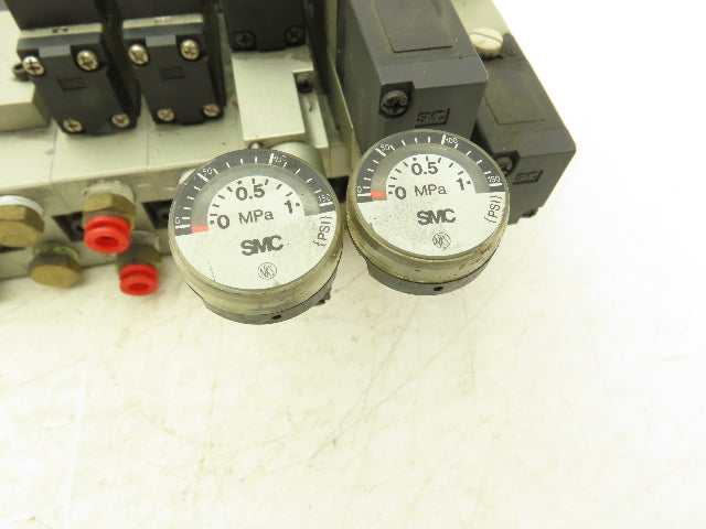 SMC NVV5FS2-01T-071-02T 7-Station Pneumatic Solenoid Valve Manifold Assembly