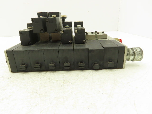 SMC NVV5FS2-01T-071-02T 7-Station Pneumatic Solenoid Valve Manifold Assembly