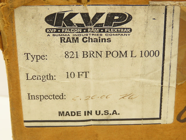 KVP RAM 821 10"W x 98"L TableTop Plastic Chain Straight Running Conveyor Belt