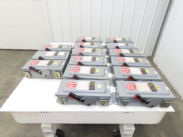 Square D HU361 Safety Disconnect Switch 30A 600V 3Ph 30HP Non Fused Lot Of 15