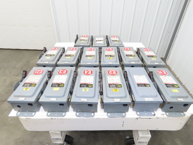 Square D HU361 Safety Disconnect Switch 30A 600V 3Ph 30HP Non Fused Lot Of 15