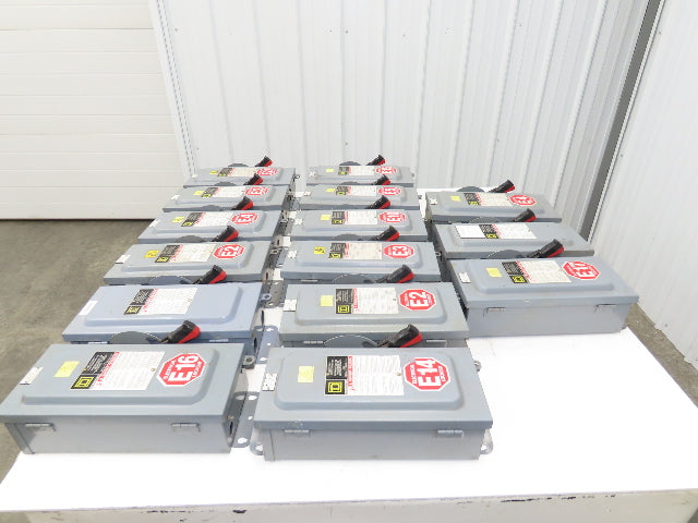 Square D HU361 Safety Disconnect Switch 30A 600V 3Ph 30HP Non Fused Lot Of 15