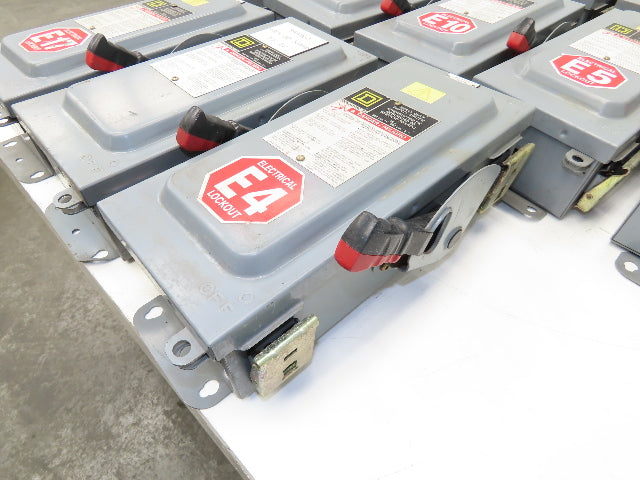 Square D HU361 Safety Disconnect Switch 30A 600V 3Ph 30HP Non Fused Lot Of 15