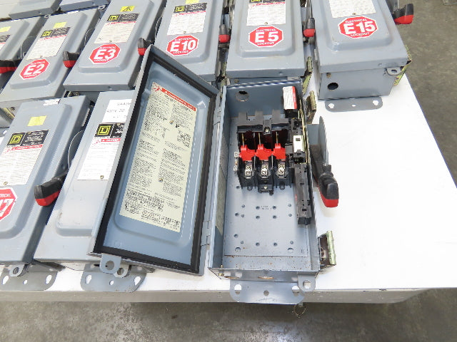 Square D HU361 Safety Disconnect Switch 30A 600V 3Ph 30HP Non Fused Lot Of 15
