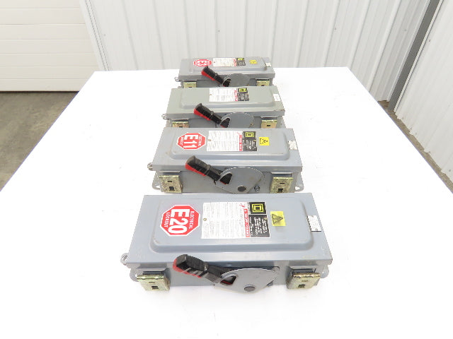 Square D HU-361 Safety Disconnect Switch 30A 600V 3Ph 30HP Non Fused Lot Of 4