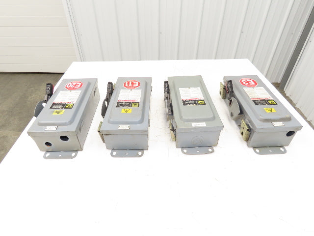 Square D HU-361 Safety Disconnect Switch 30A 600V 3Ph 30HP Non Fused Lot Of 4