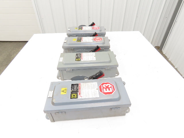 Square D HU-361 Safety Disconnect Switch 30A 600V 3Ph 30HP Non Fused Lot Of 4