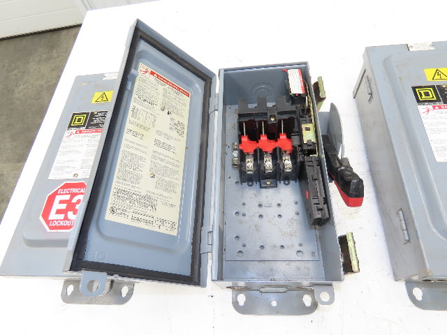 Square D HU-361 Safety Disconnect Switch 30A 600V 3Ph 30HP Non Fused Lot Of 4