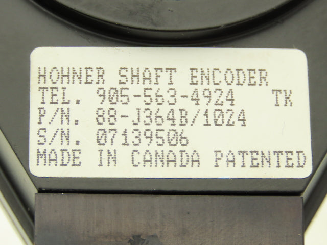 Hohner 88-J364B/1024 Hollow Shaft Encoder 1024ppr 12 Pin 1-1/8" Shaft