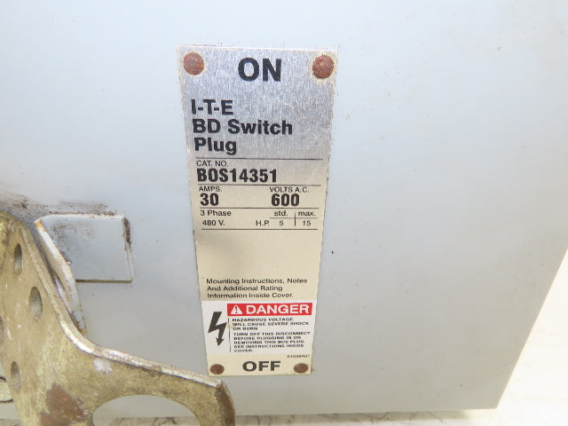 Siemens BOS14351 BD Busway Vacu-break Fusible Disconnect Switch 30A 600V