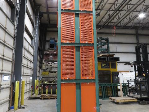 Roach Vertical Lift Elevator 36"Wx 48"L Belt Conveyor 11' 4" Travel 460V 3PH