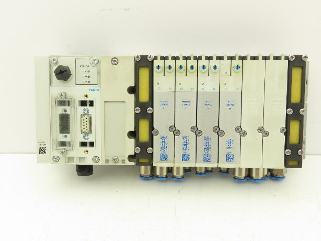 Festo 50E-F13GEQS-D+N32P-SGL-R-M3BU-EEJMLL+3T Pneumatic Air 4-Valve Manifold