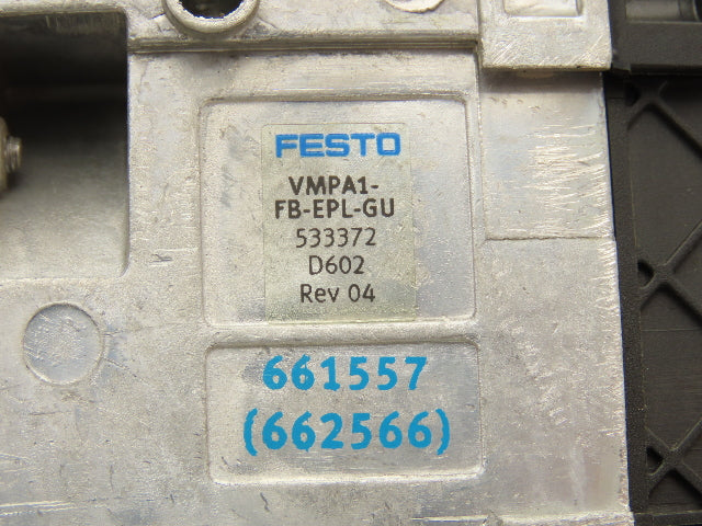 Festo 50E-F13GEQS-D+N32P-SGL-R-M3BU-EEJMLL+3T Pneumatic Air 4-Valve Manifold