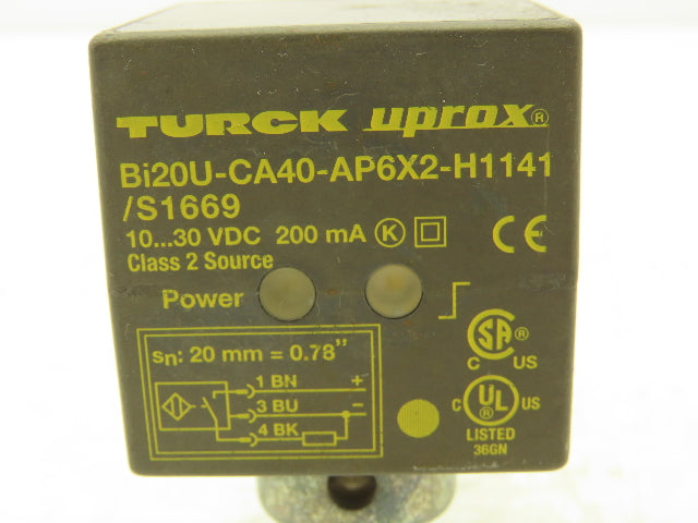 Turck Uprox Bi20U-CA40-AP6X2-H1141/S1669 Proximity Switch 10-30VDC 4 Pin