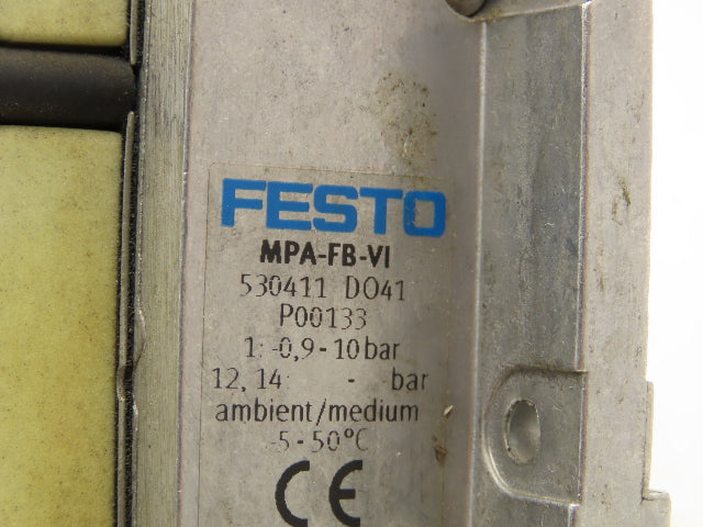Festo 50E-F13GEQST18-D+N32P-SGL-R-M6BU-EEJGML4JGL+6T Pneumatic 10-Valve Manifold