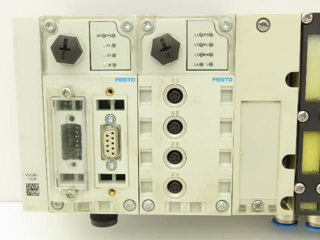 Festo 50E-F13GEQST18-D+N32P-SGL-R-M6BU-JM9JM+6T Pneumatic Air 10-Valve Manifold