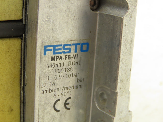 Festo 50E-F13GEQST18-D+N32P-SGL-R-M6BU-JM9JM+6T Pneumatic Air 10-Valve Manifold