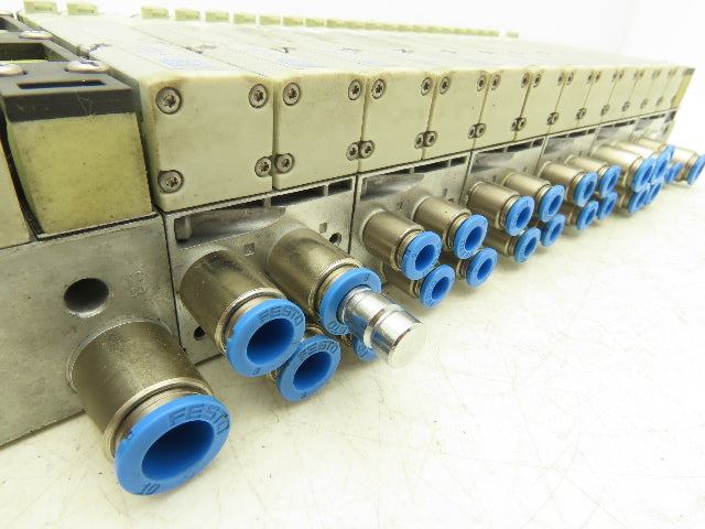 Festo 50E-F13GEQST18-D+N32P-SGL-R-M6BU-JM9JM+6T Pneumatic Air 10-Valve Manifold