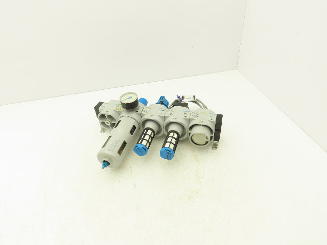 Festo Air Regulator Filter Solenoid On Off Valve Branching Manifold Assembly