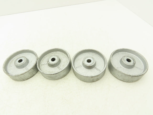 Albion 4x1.3" Cast Iron Steel Caster Wheel 4"Dia 1.3"Width 1/2"Bore Lot of 4