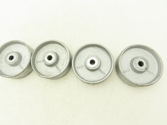 Albion 4x1.3" Cast Iron Steel Caster Wheel 4"Dia 1.3"Width 1/2"Bore Lot of 4