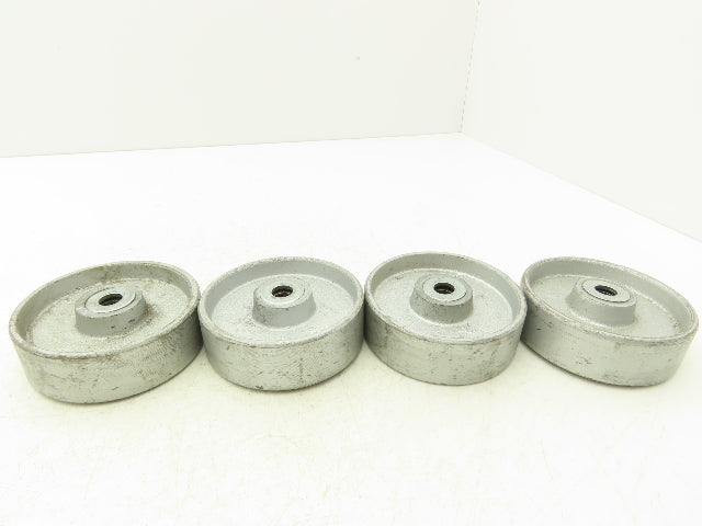 Albion 4x1.3" Cast Iron Steel Caster Wheel 4"Dia 1.3"Width 1/2"Bore Lot of 4