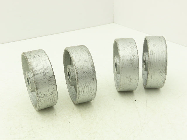Albion 4x1.3" Cast Iron Steel Caster Wheel 4"Dia 1.3"Width 1/2"Bore Lot of 4