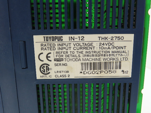 Toyoda THR-2766 Toyopuc PLC 8-slot Chassis Rack CPU Processor I/O Module